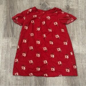 Red Floral Short Sleeve Dress